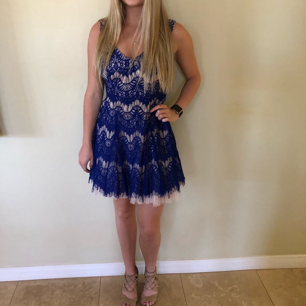 Blue Lace Formal Dress